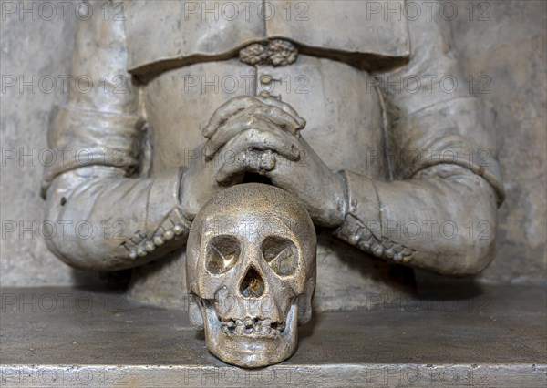 Depiction of hands with skull in the St. Mary's Church at Alexanderplatz