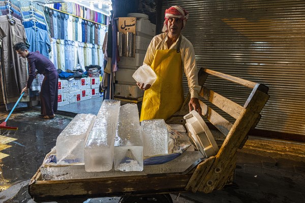 Man distributing ice