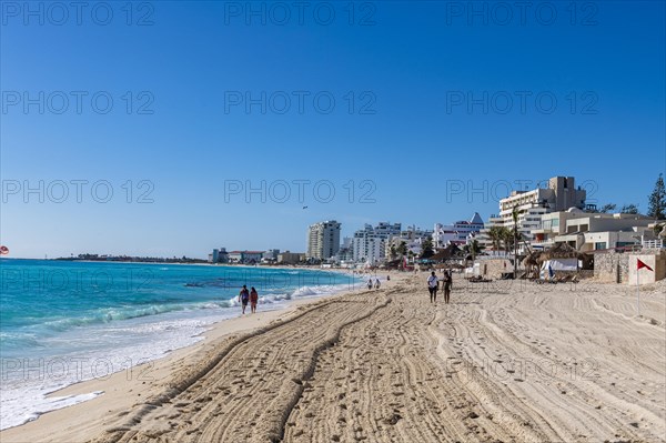 White sand beach in the hotel zone of Cancun