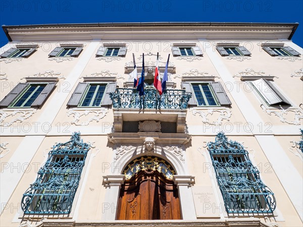 Flags flying at the late Baroque palace Besenghi degli Ughi