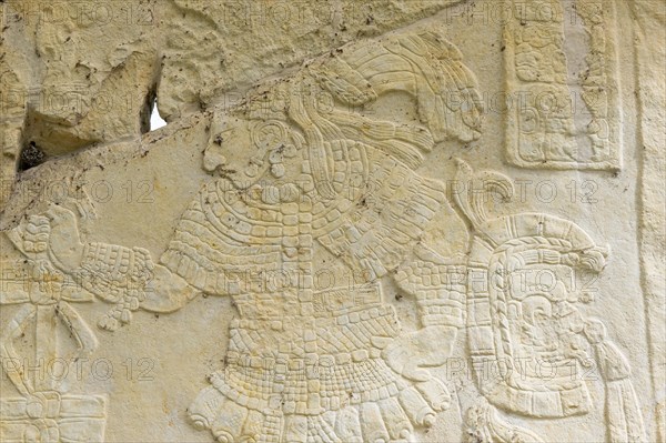 Old inscriptions at the ancient Maya archaeological site Bonampak