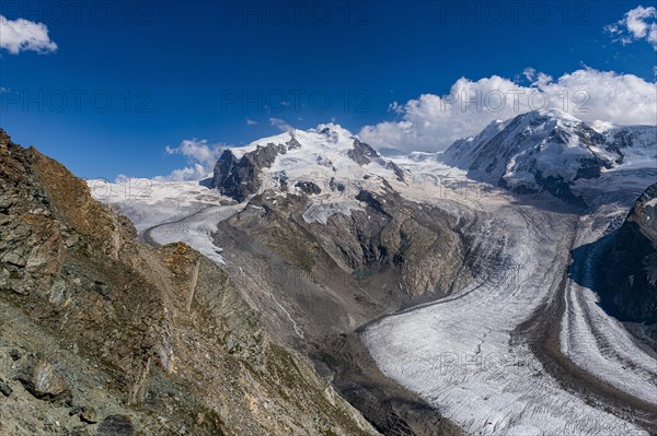 Mountains and Glacier on the Pennine Alps