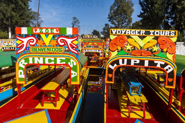 Colourful boats on the aztec canal system