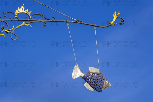 Guild sign with fish in the historic old town