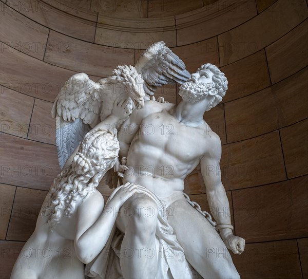 The sculpture Prometheus lamented by the Okeanids at the entrance to the Alte Nationalgalerie