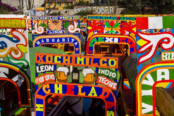 Colourful boats on the aztec canal system