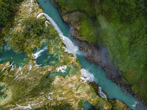 Aerial of the Tamul waterfalls