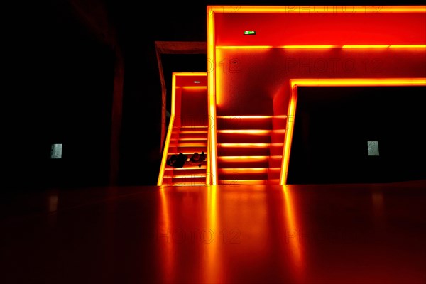 Illuminated staircase in the Ruhr Museum at Zeche Zollverein