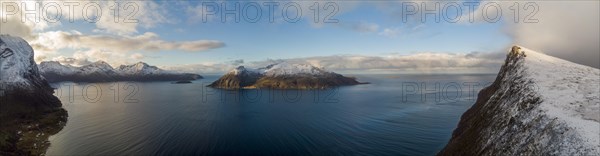 View from Brosmetinden hiking trail across Ersfjord to Sesso Island