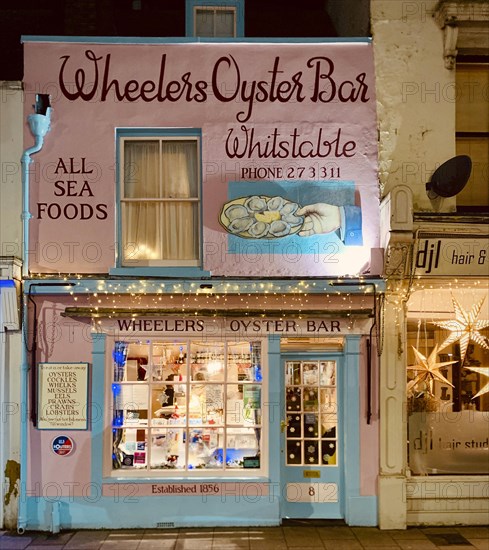 Colourful facade of an oyster restaurant