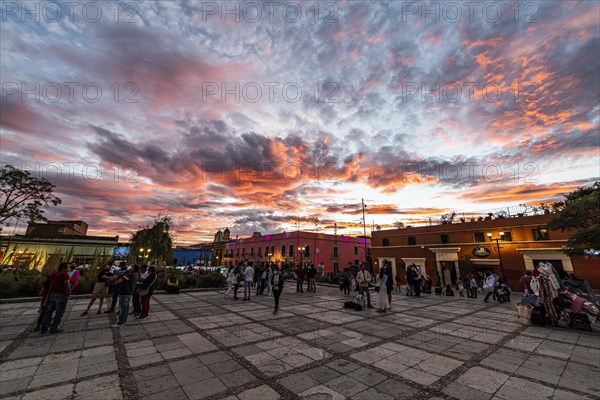 Square before the Church of Santo Domingo de Guzman at sunset