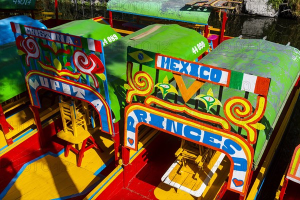 Colourful boats on the aztec canal system