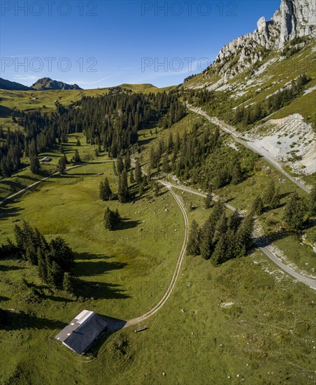 Alpine hut with well