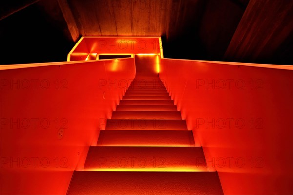 Illuminated staircase in the Ruhr Museum at Zeche Zollverein