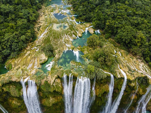 Aerial of the Tamul waterfalls