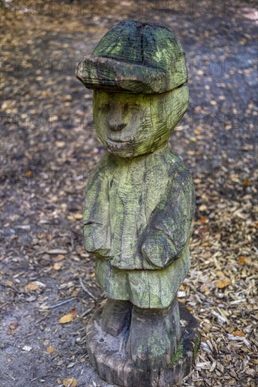 Carved wooden figure in the magic forest Fichtenau-Wildenstein