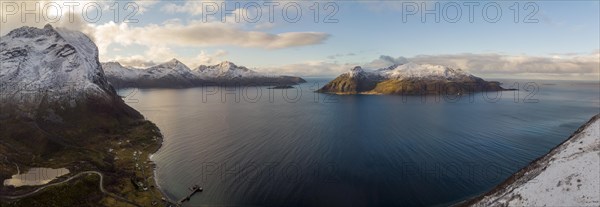 View from Brosmetinden hiking trail across Ersfjord to Sesso Island