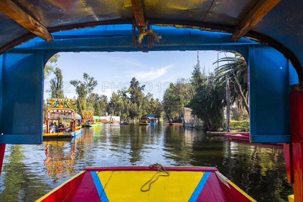 Colourful boats on the aztec canal system