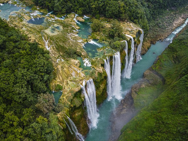 Aerial of the Tamul waterfalls