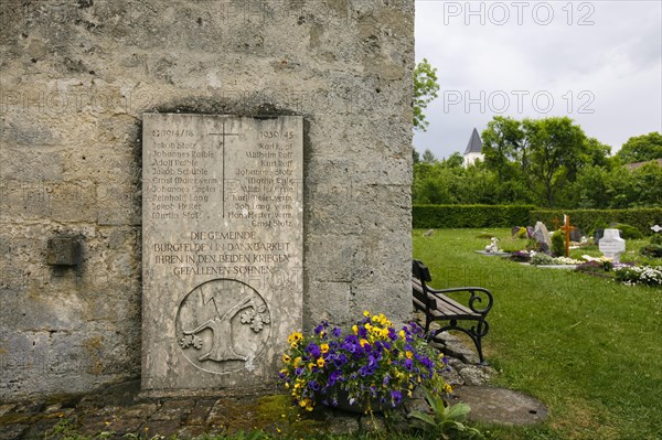 Memorial plaque for the fallen sons in the First and Second World War