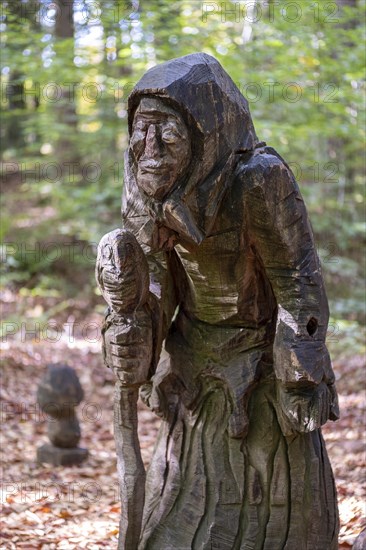 Witch figure in the magic forest Fichtenau-Wildenstein