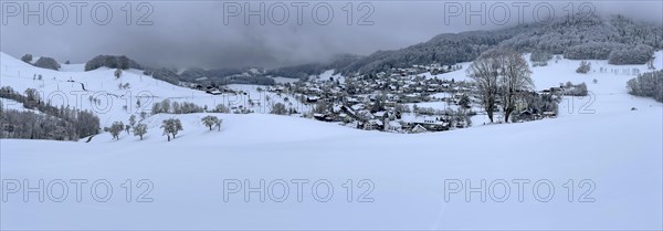 Snowy village view