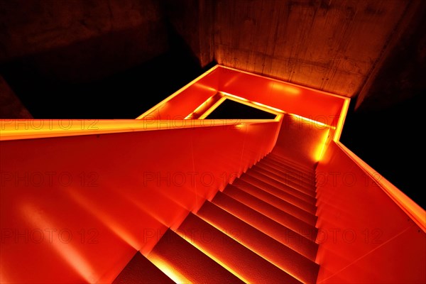 Illuminated staircase in the Ruhr Museum at Zeche Zollverein