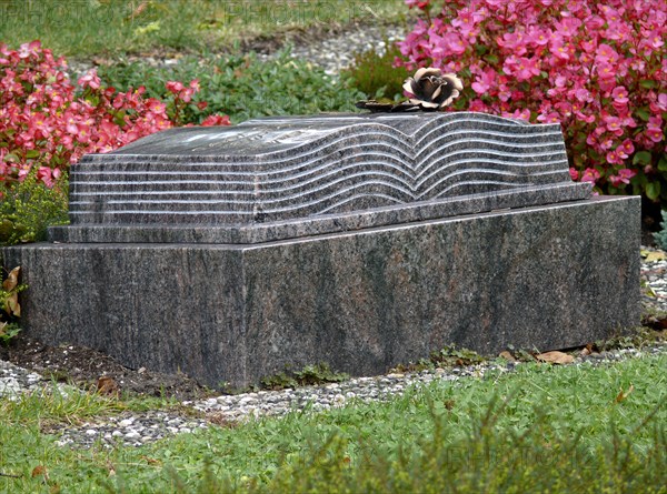 Gravestone in the shape of a book