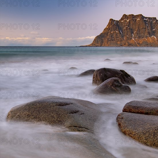 Winter coastal landscape with stormy sea