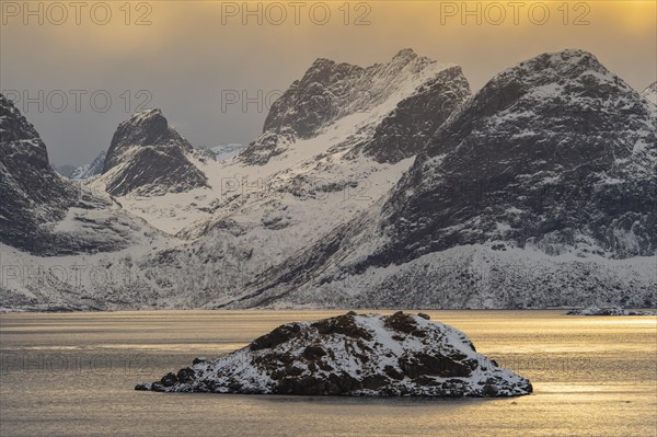 Winter Scandinavian landscape by the fjord