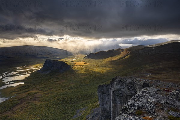 View from Skierffe mountain to Rapadalen valley and Nammatj mountain