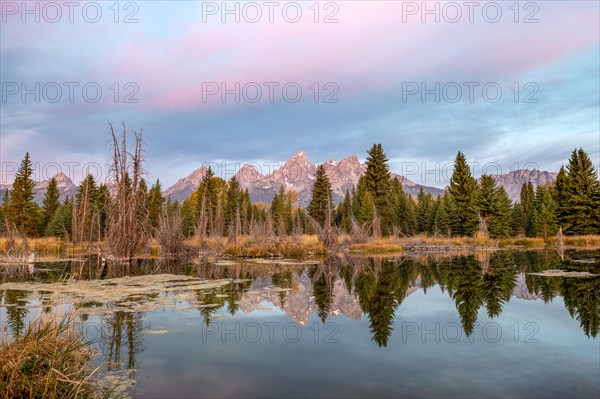 Mountain peaks at dawn