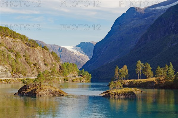 Small rocky islands in a crystal clear lake