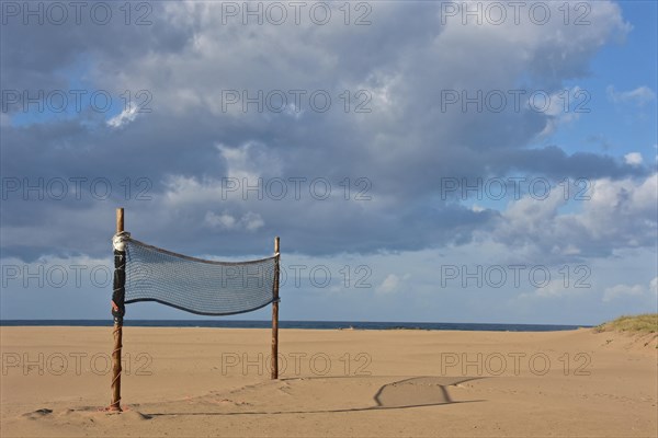 Lonely volleyball net on Amoreira beach