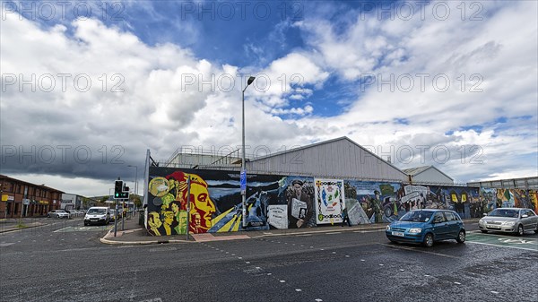 Street crossing with mural