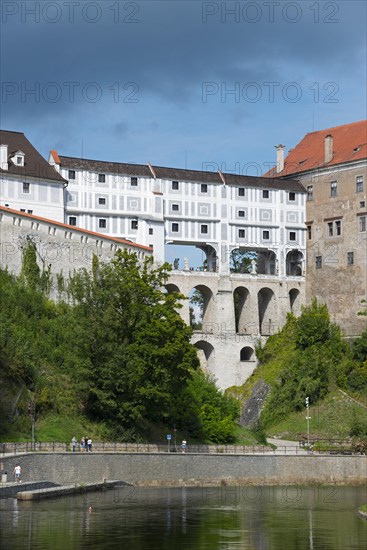 Plastovy most mantle bridge and Cesky Krumlov Castle