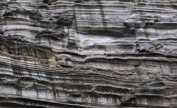 Eroded lava rock on the cliff