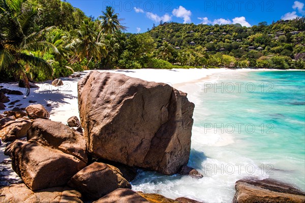 Petite Anse beach with granite rocks