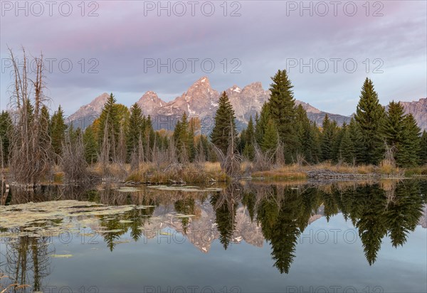 Mountain peaks at dawn