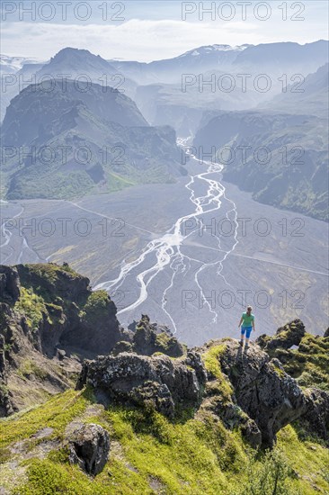 Hiker looking over landscape