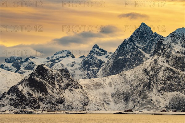 Evening glow in wintry Scandinavian landscape