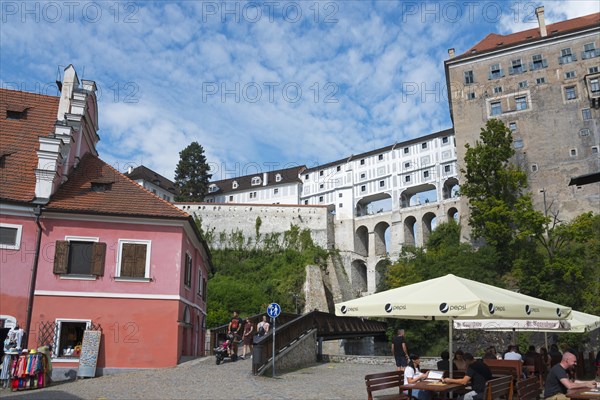 Plastovy most mantle bridge and Cesky Krumlov Castle