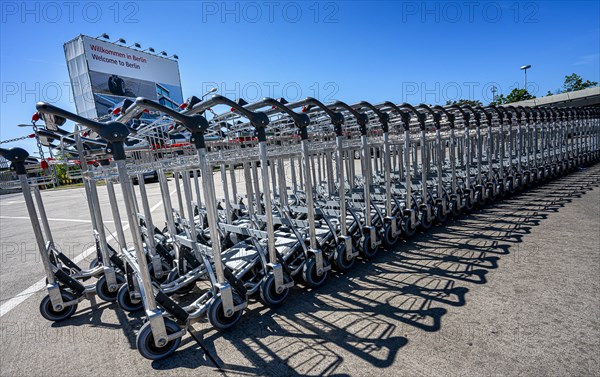 Row of luggage trolleys at the old Tegel Airport