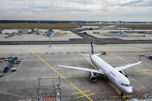 Aeroflot aircraft on the tarmac at Frankfurt Airport