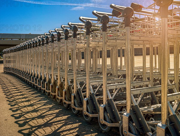 Row of luggage trolleys at the old Tegel Airport