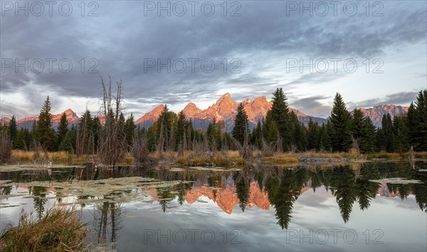 Mountain peaks at dawn