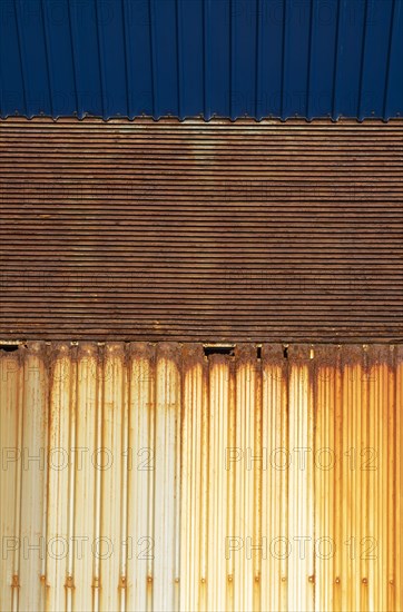 Rusty corrugated iron facade