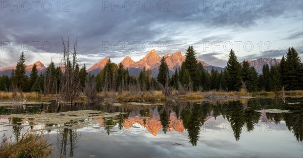 Mountain peaks at dawn