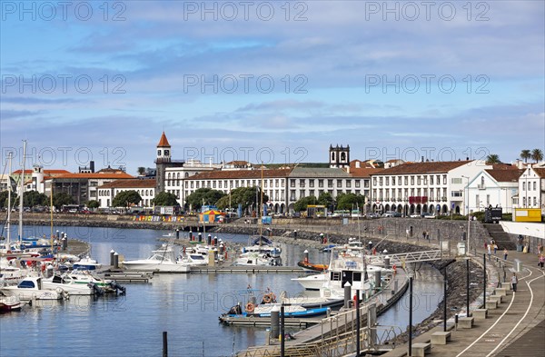 View over the marina and the promenade of Ponta Delgada