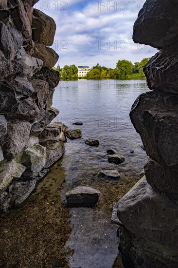 Grotto on the shore of the Schwerin Inner Lake at the palace garden of Schwerin Palace